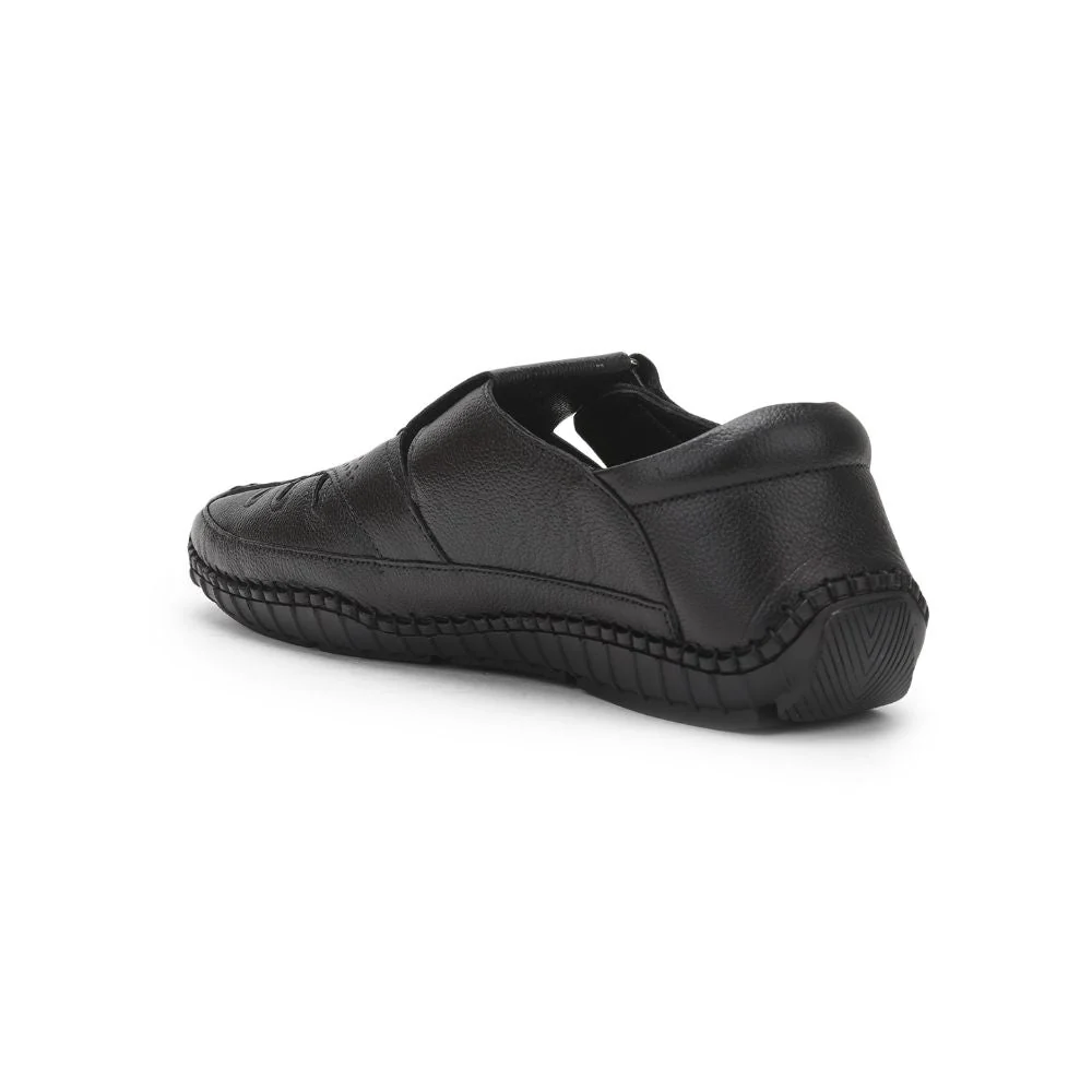 Healers Black Casual Buckle Sandal For Men JPL-205 By Liberty - Image 5