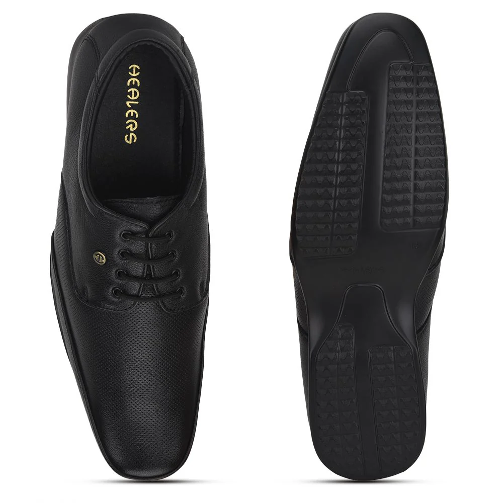 Healers Formal Lacing Shoes For Men (Black) FL-510N By Liberty - Image 5